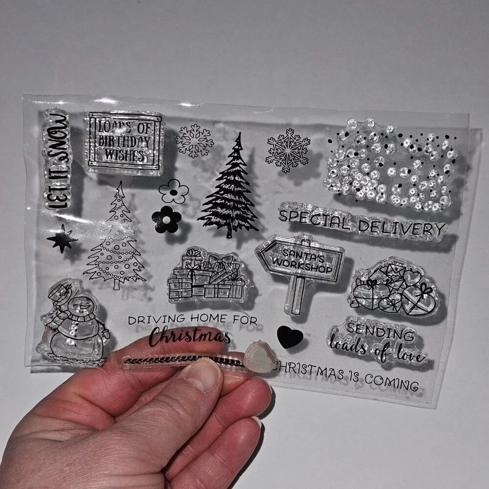 Clear Stamps Mixed Lot Christmas Tree Stocking House Reindeer Snowman READ
